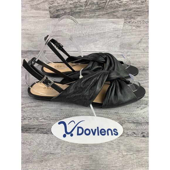 Schutz Womens Size 6B Black Leather Open Toe Knotted Sandals - Picture 4 of 5